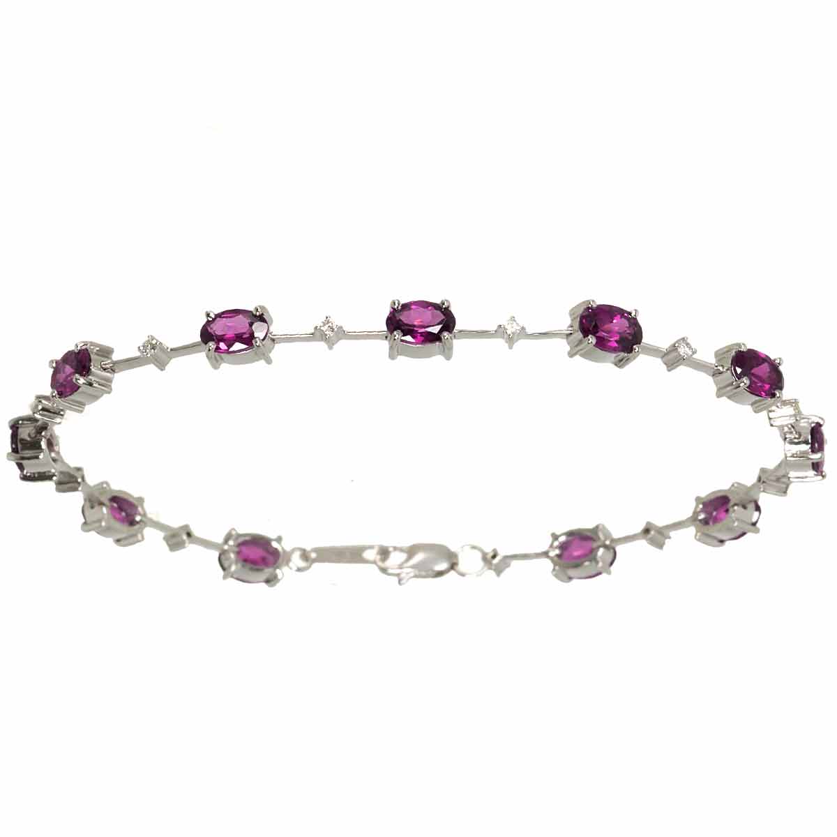 Garnet 5.66ct Diamond 0.16ct Bracelet 18K K18 WG White Gold 750