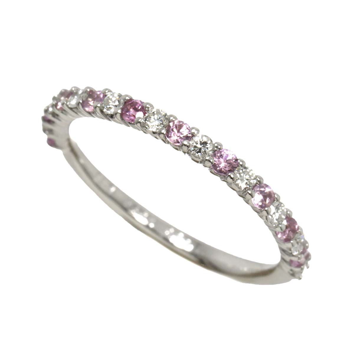 Sapphire 0.28ct Diamond 0.19ct Ring 18K K18 WG White Gold size6(US)