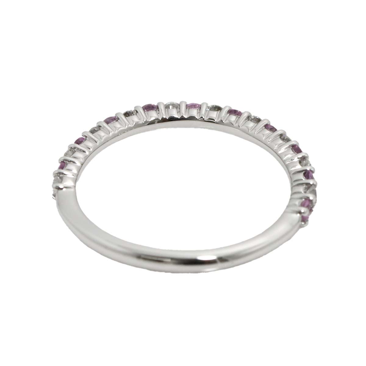 Sapphire 0.28ct Diamond 0.19ct Ring 18K K18 WG White Gold size6(US)