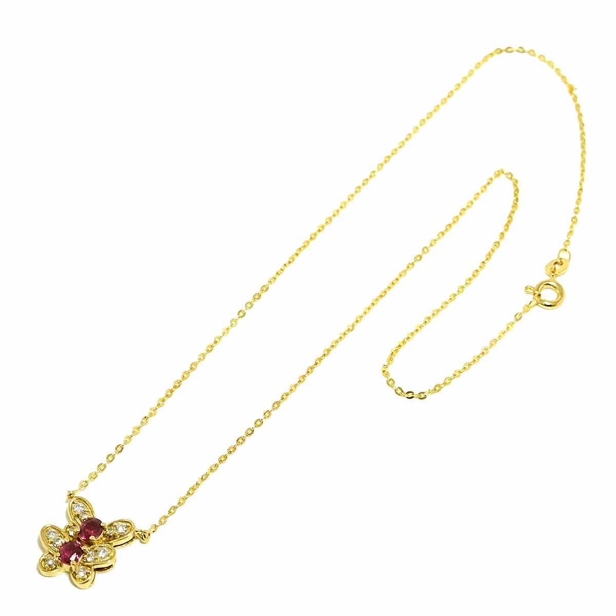 Ruby 0.66ct Diamond 0.26ct Necklace 18K 18K Yellow Gold 750