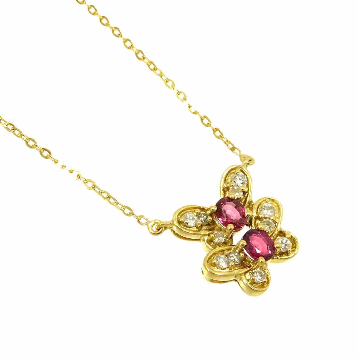Ruby 0.66ct Diamond 0.26ct Necklace 18K 18K Yellow Gold 750