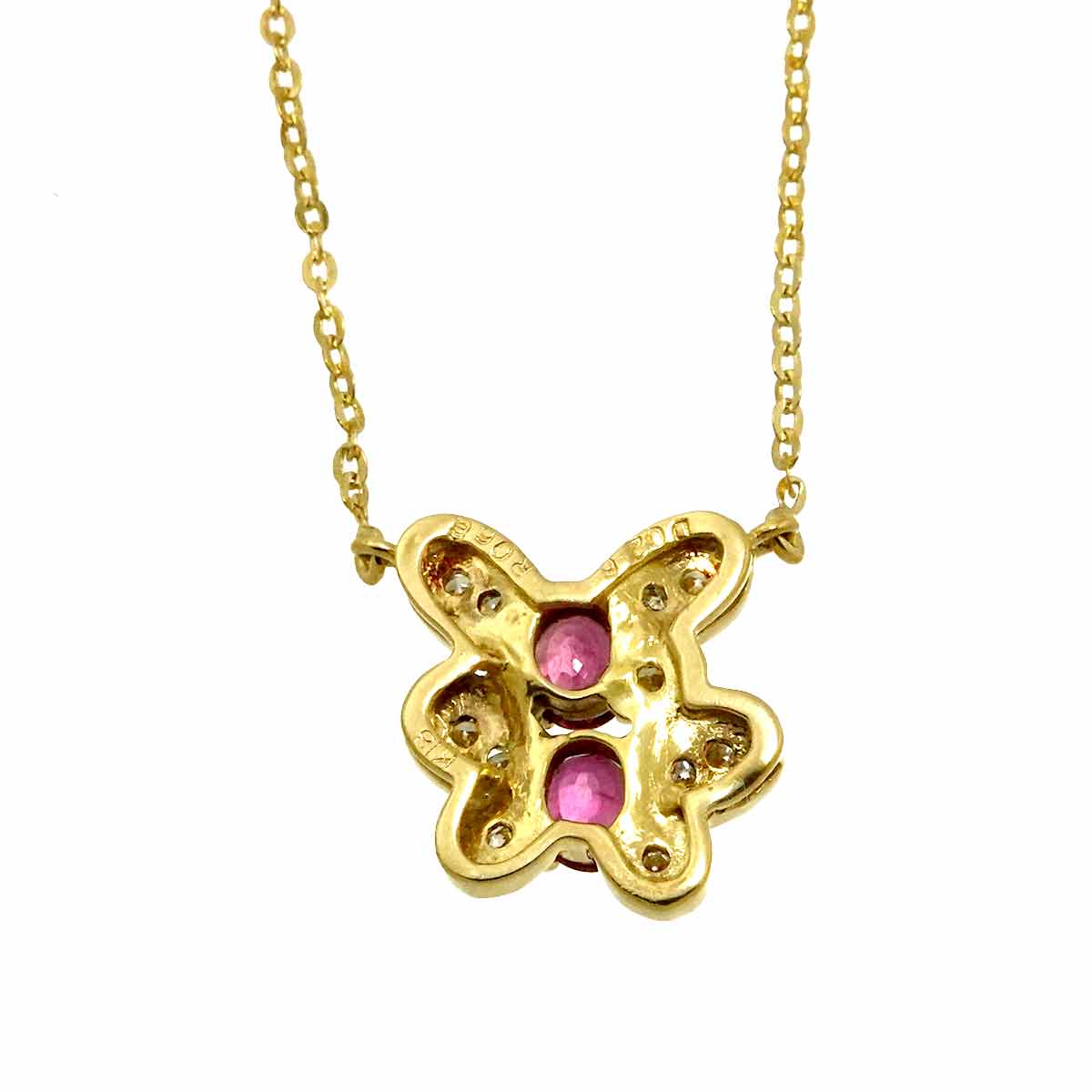 Ruby 0.66ct Diamond 0.26ct Necklace 18K 18K Yellow Gold 750