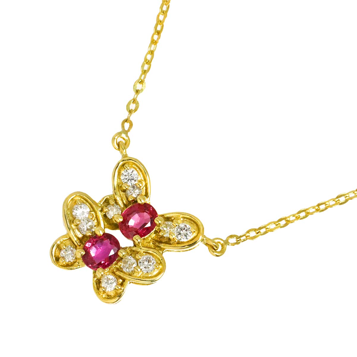 Ruby 0.66ct Diamond 0.26ct Necklace 18K 18K Yellow Gold 750