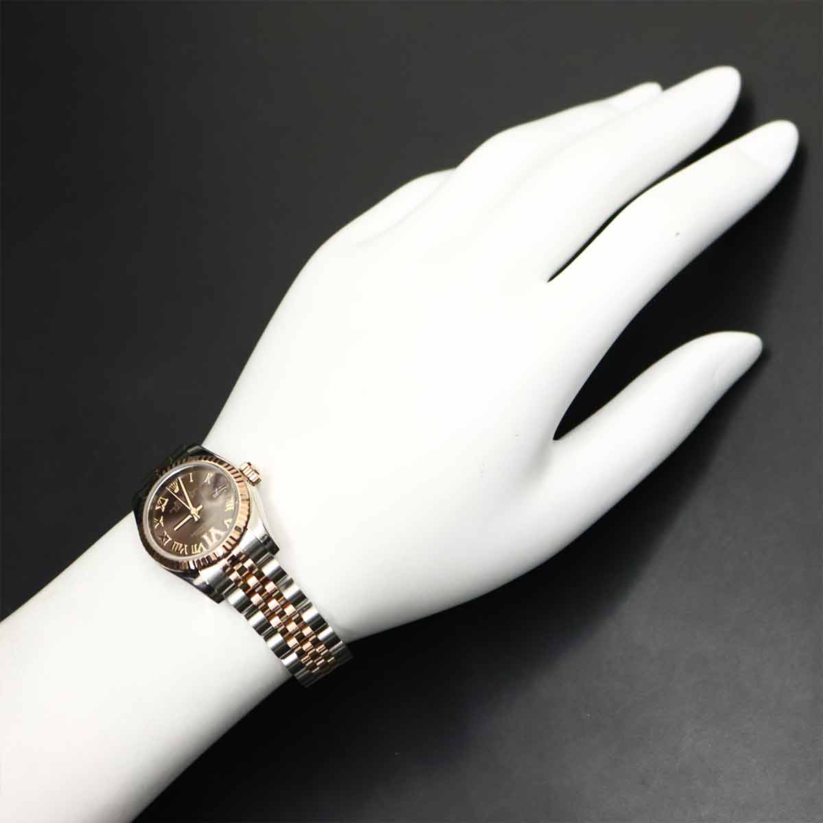 Datejust 179171 Two Tones 750 PG Automatic chocolate Dial Ladies