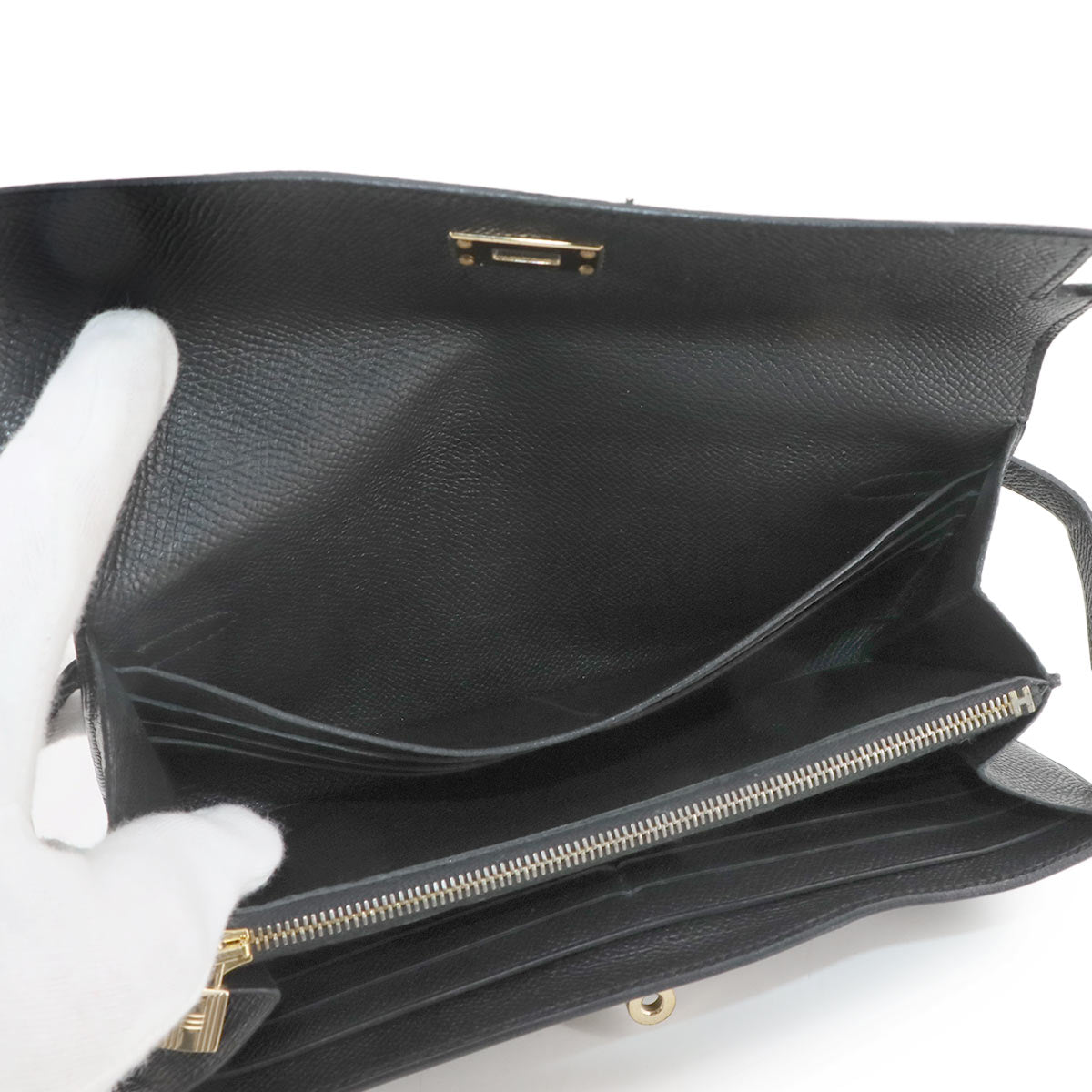 Kelly Wallet Veau Epsom Leather Black Purse