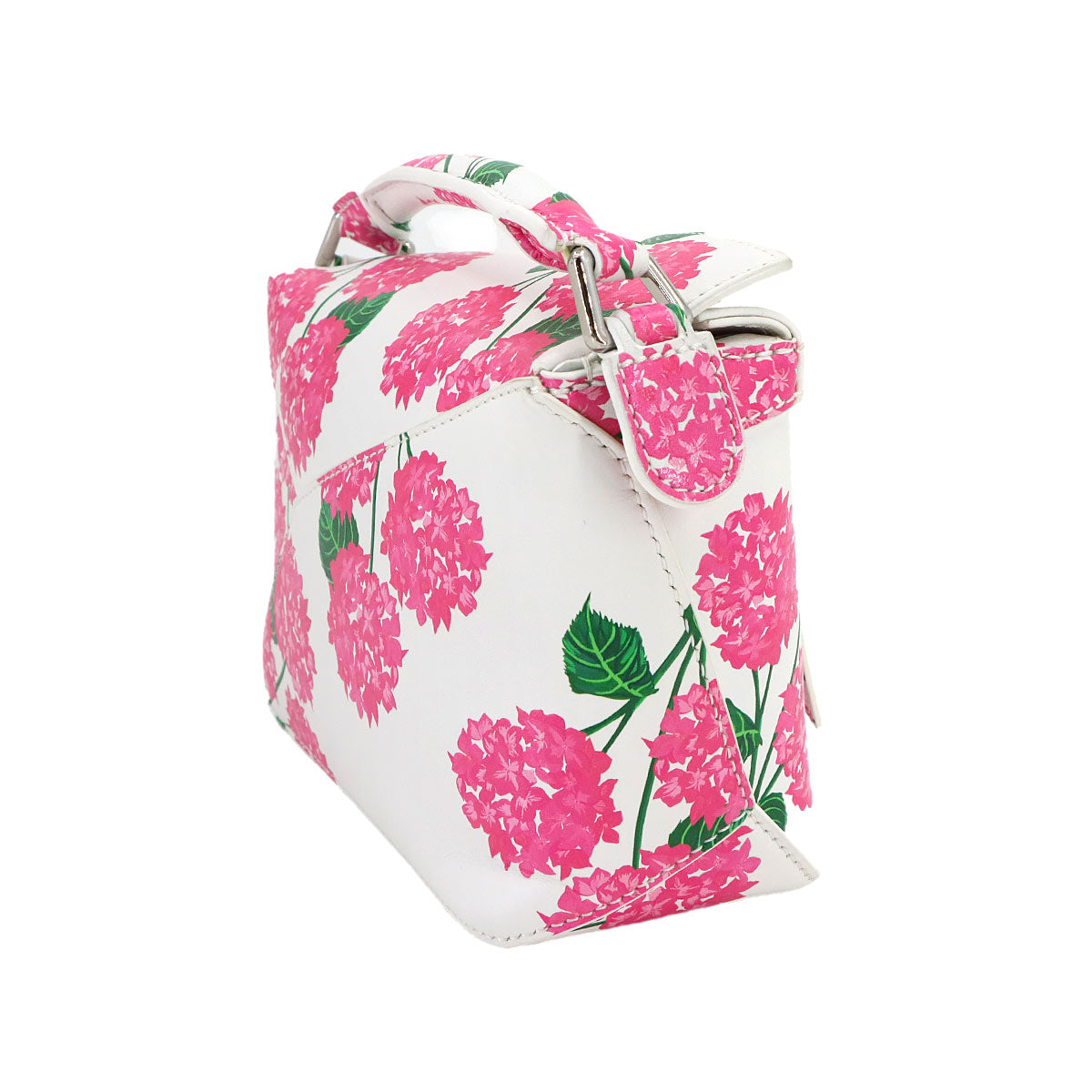 Puzzle Bag Mini Flower Hand Shoulder Bag Leather White Pink