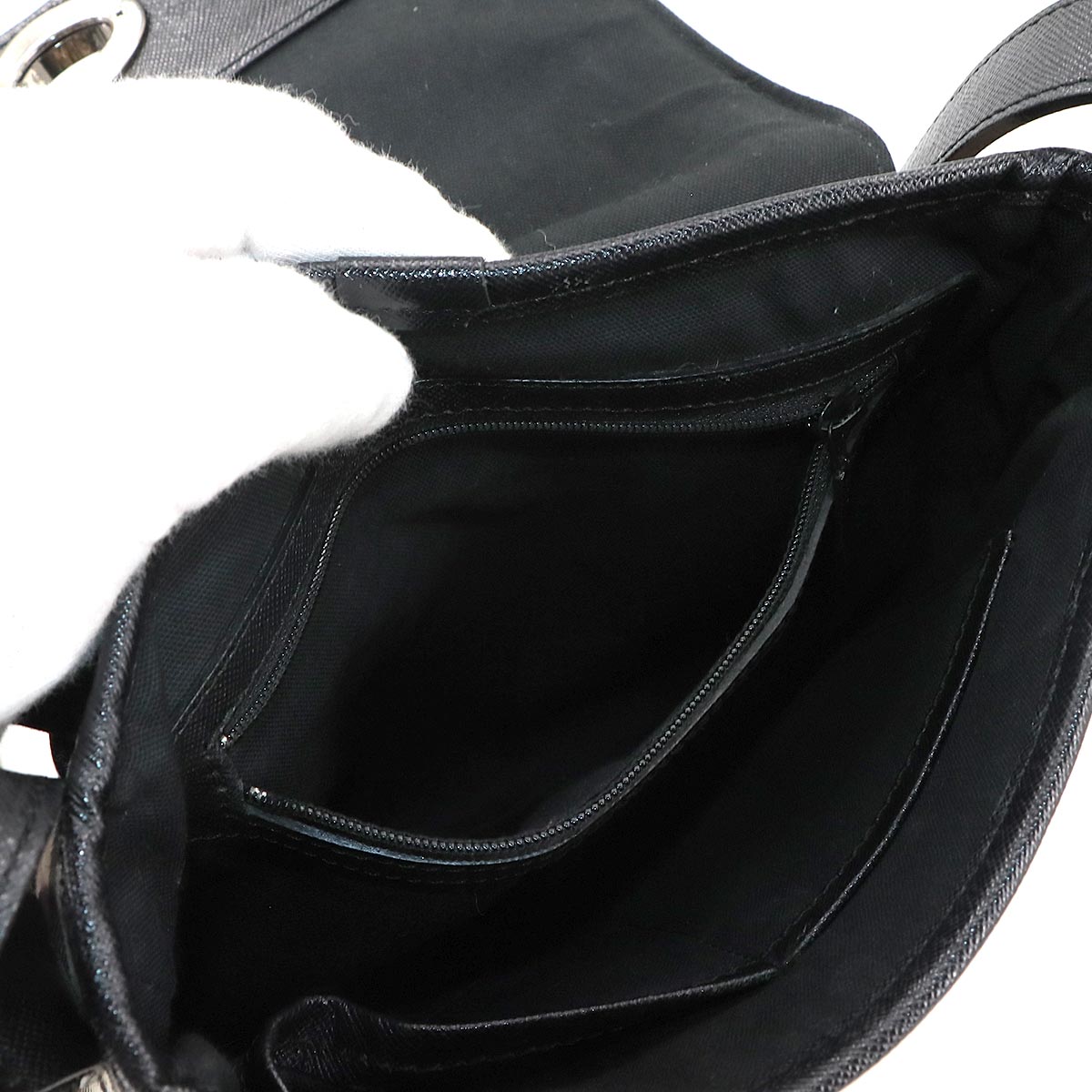 Plaid Shoulder Bag Canvas Leather Beige Black Purse