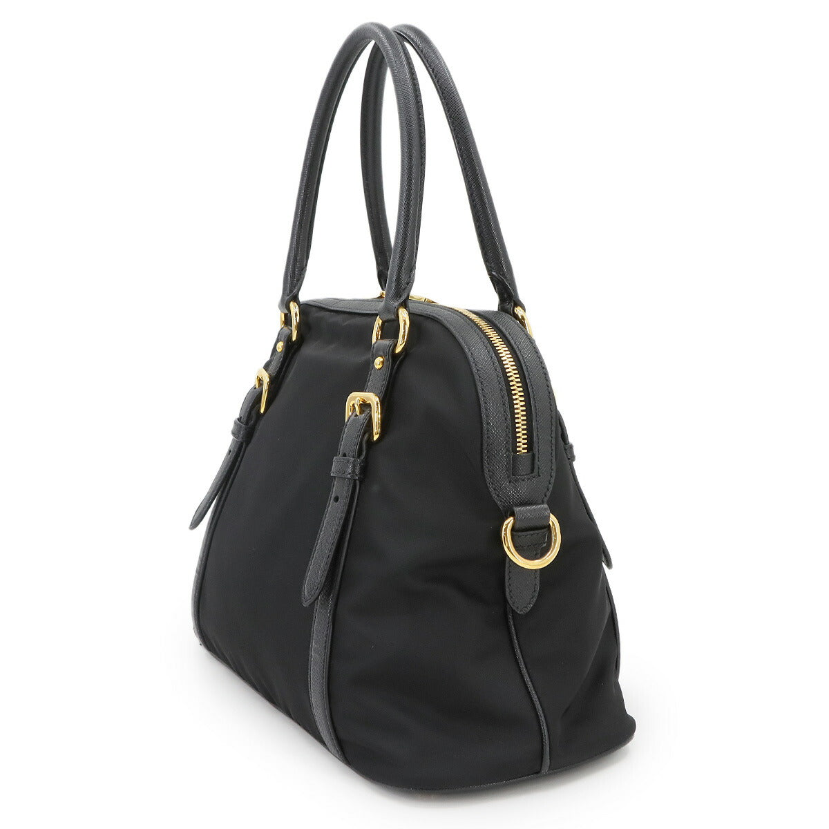 Hand Shoulder Bag Nylo Saffiano leather Nero 1BB013 Purse