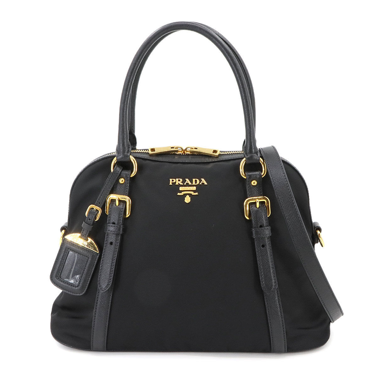 Hand Shoulder Bag Nylo Saffiano leather Nero 1BB013 Purse