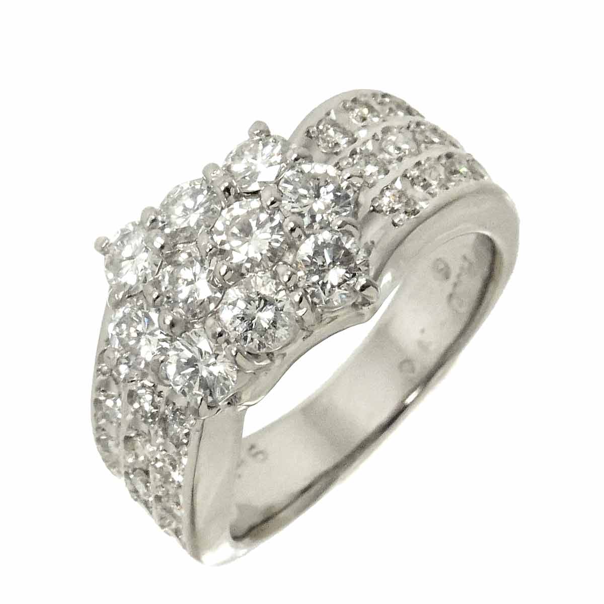 Diamond 1.10ct/0.45ct Ring Pt Platinum size6-6.25(US)
