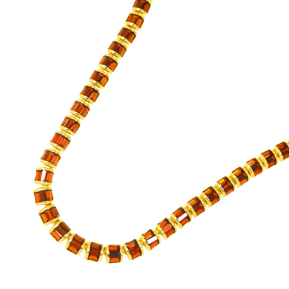 Garnet Necklace 18K YG Yellow Gold 750