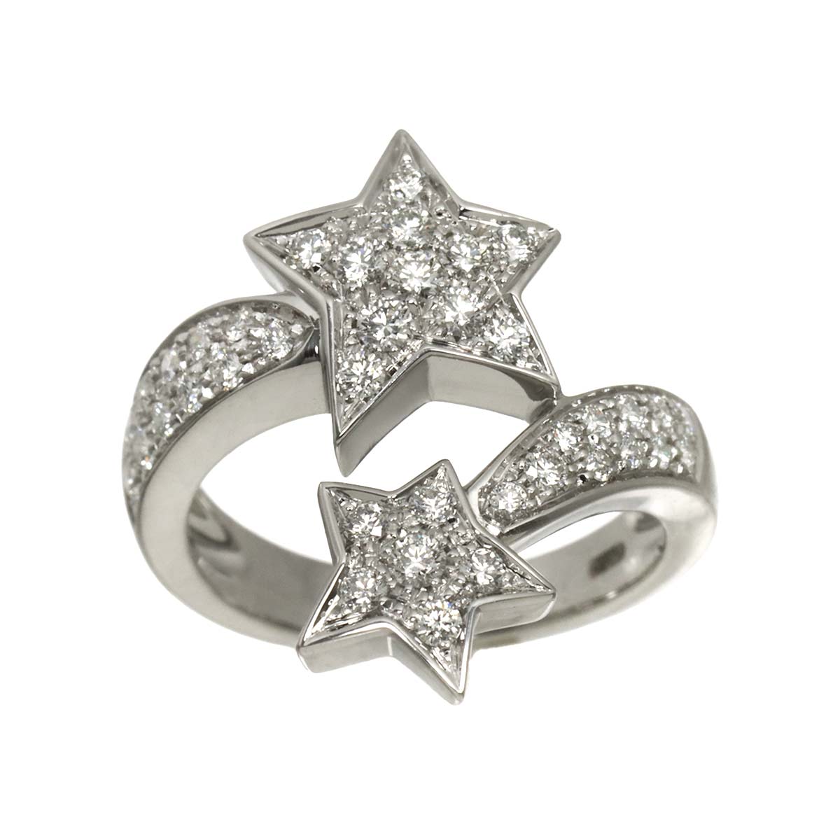 CHANEL Comet Diamond Ring 18K White Gold 750 size52 5.75-6(US)
