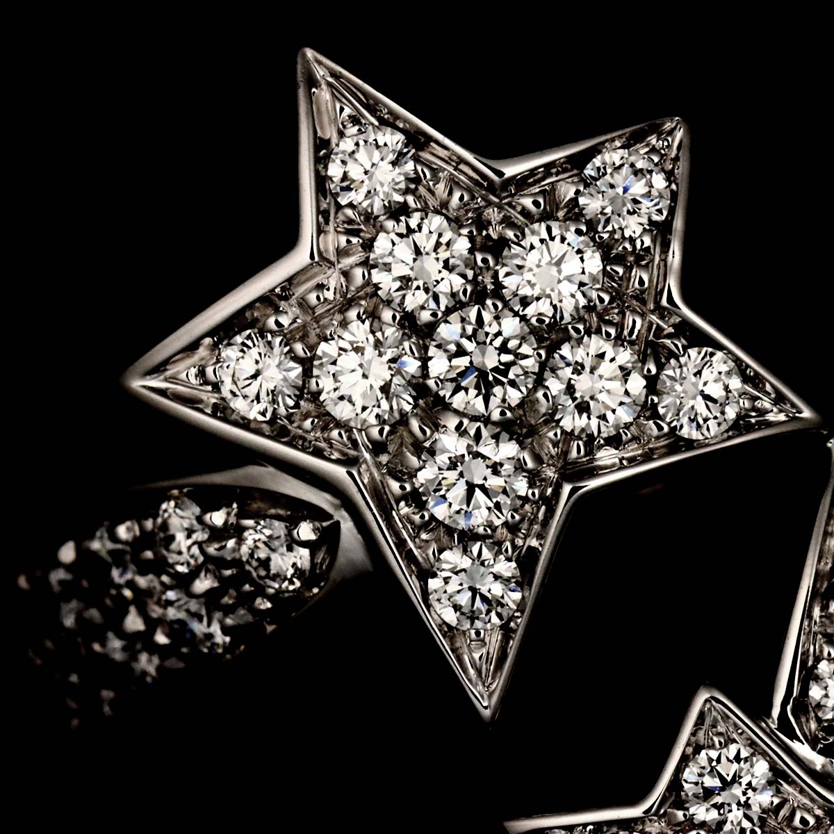 CHANEL Comet Diamond Ring 18K White Gold 750 size52 5.75-6(US)