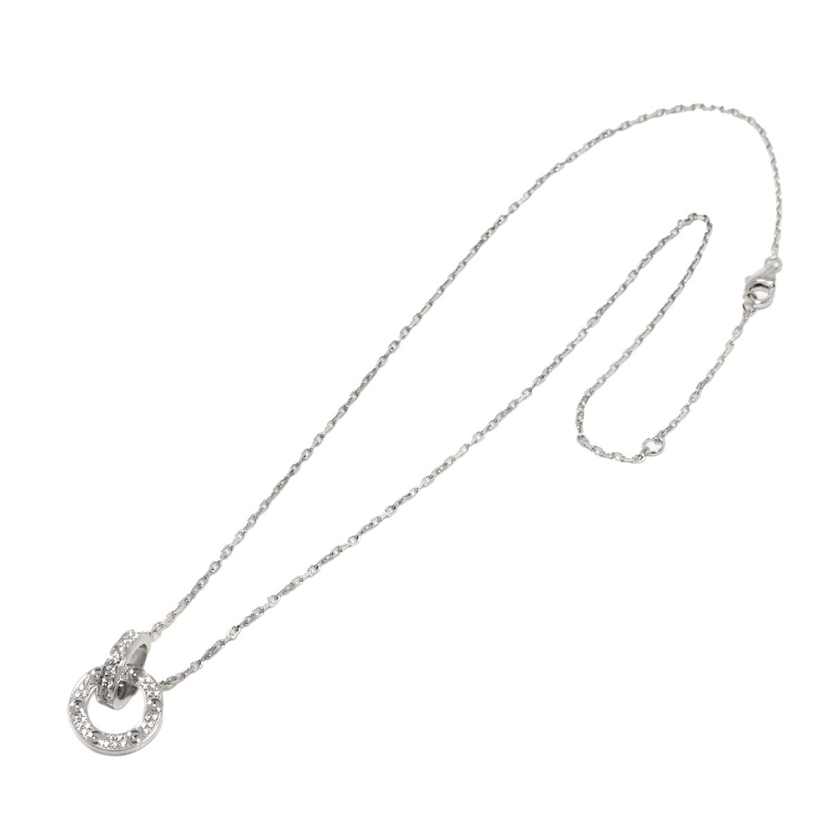 Love Pave Diamond Necklace 18K K18 WG White Gold 750