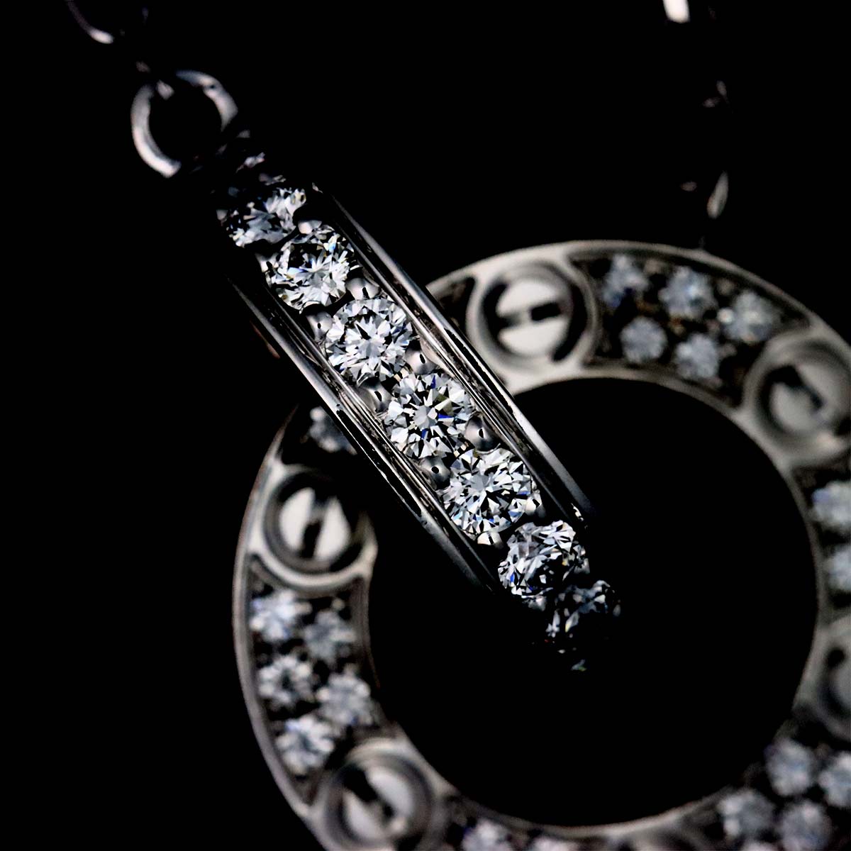 Love Pave Diamond Necklace 18K K18 WG White Gold 750