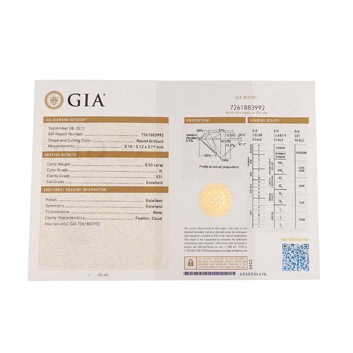 Solitaire Diamond 0.50ct H/VS1/3EX Ring 18K PG size48 4.5(US)