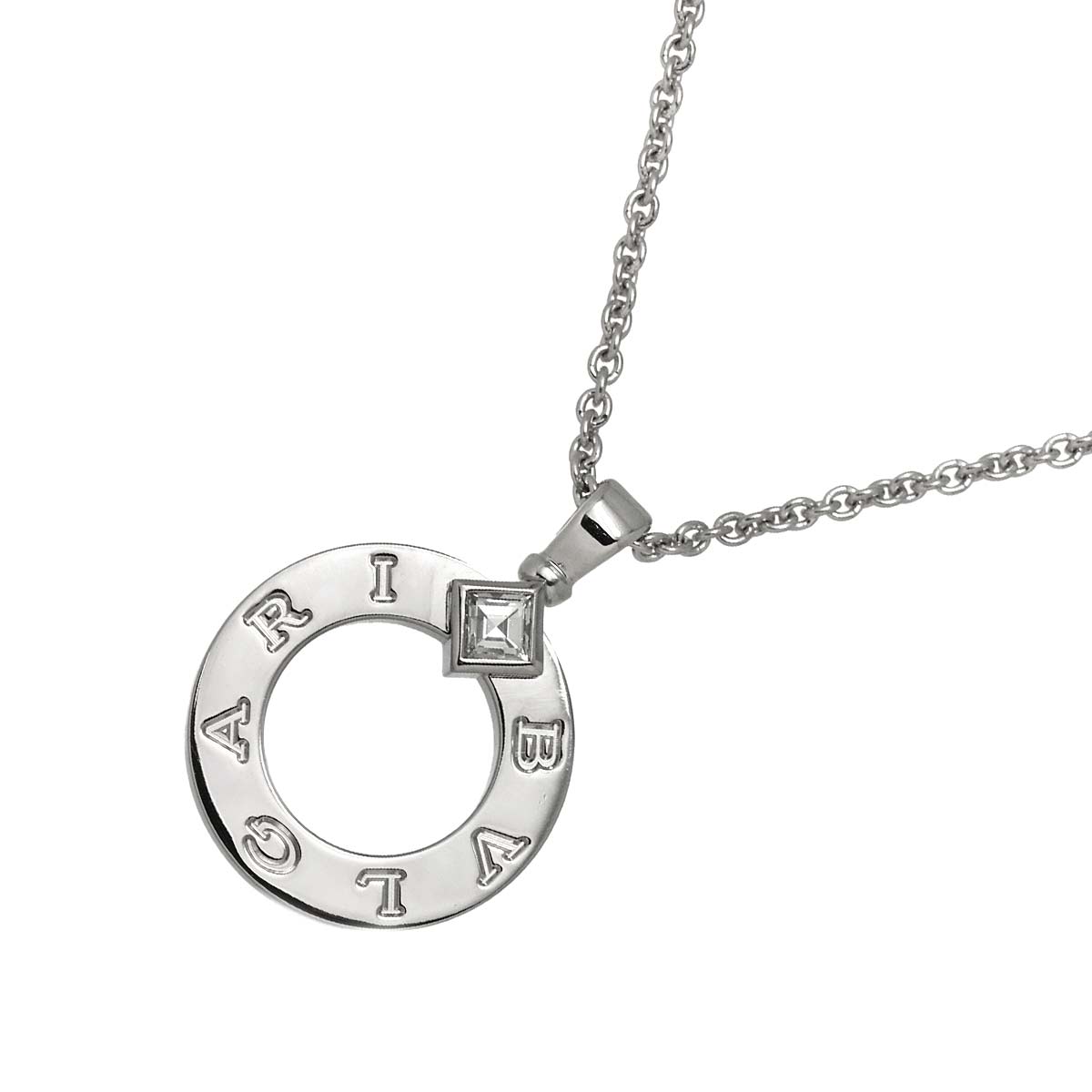 Double Logo Diamond Necklace 18K White Gold 750