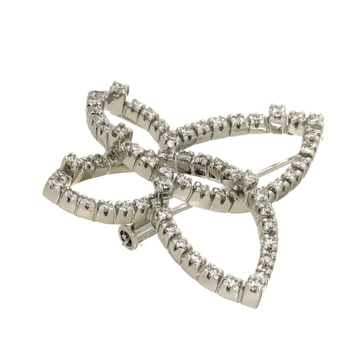 Diamond Brooch 18K White Gold 750