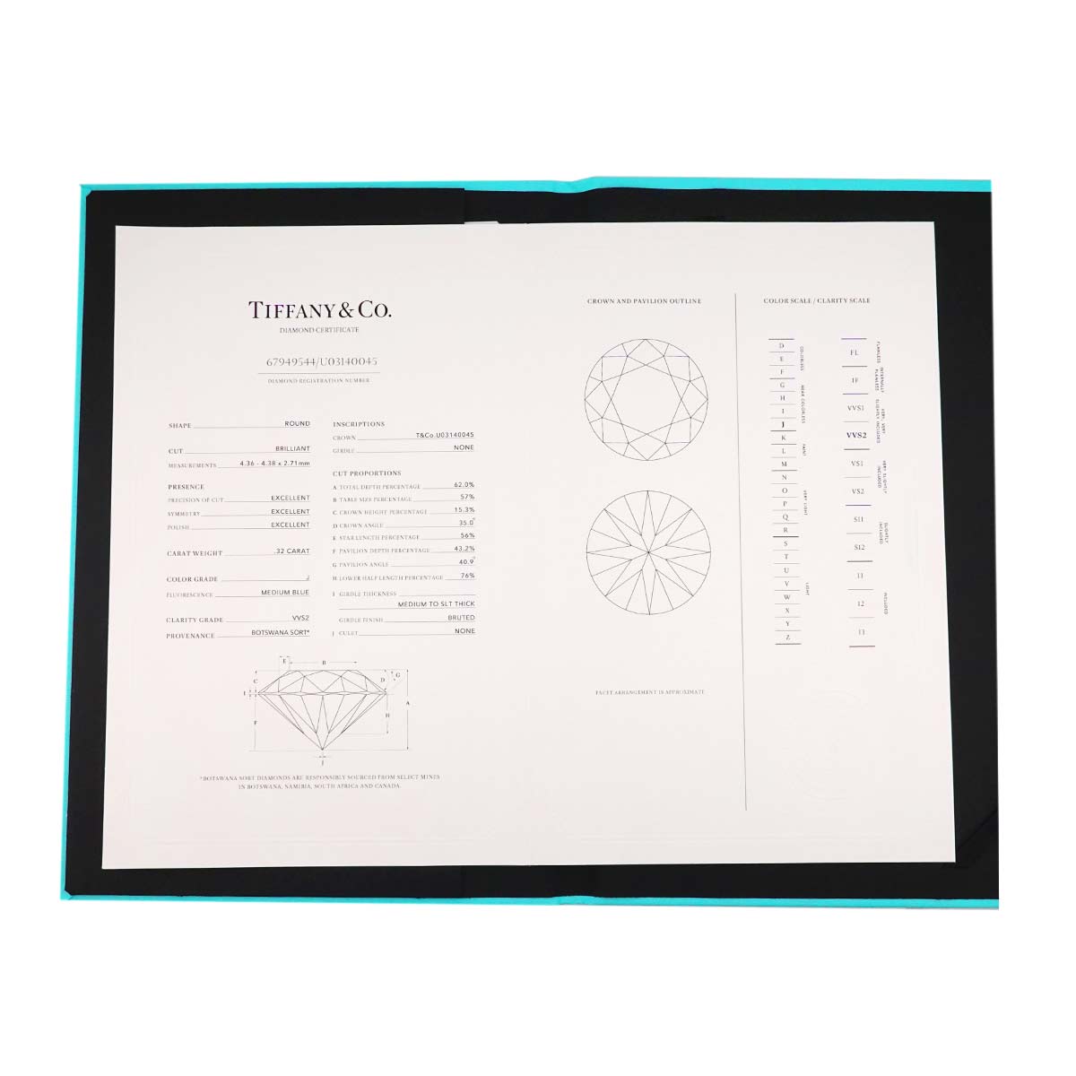 Diamond 0.32ct J/VVS2/3EX Necklace Platinum