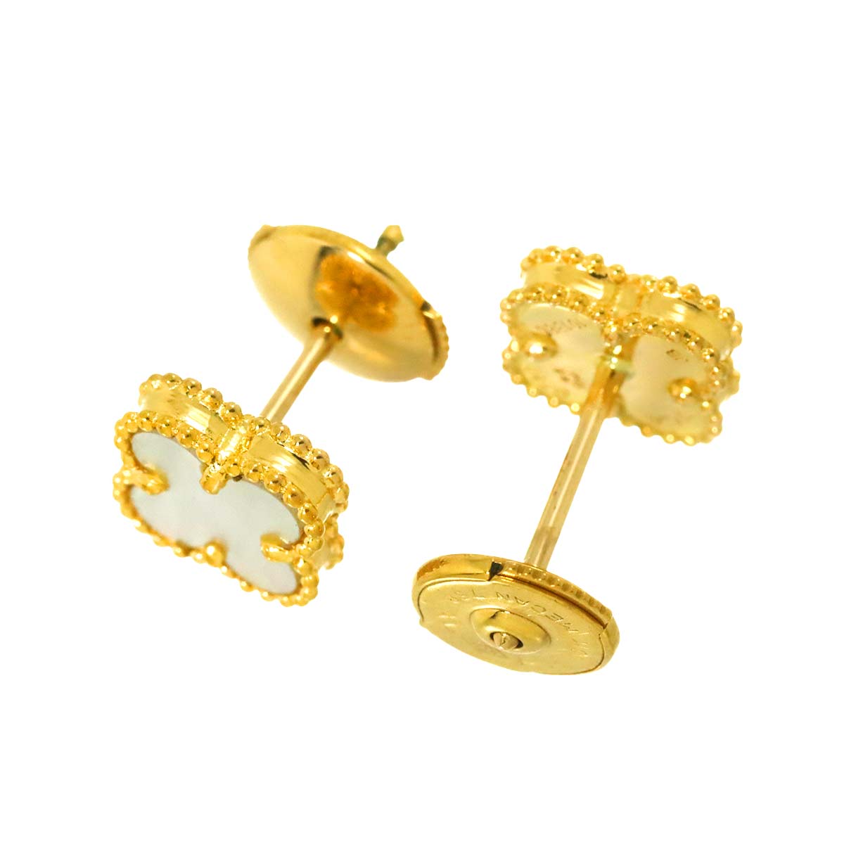 Sweet Alhambra Mother of Pearl Earrings Pierced 18K YG