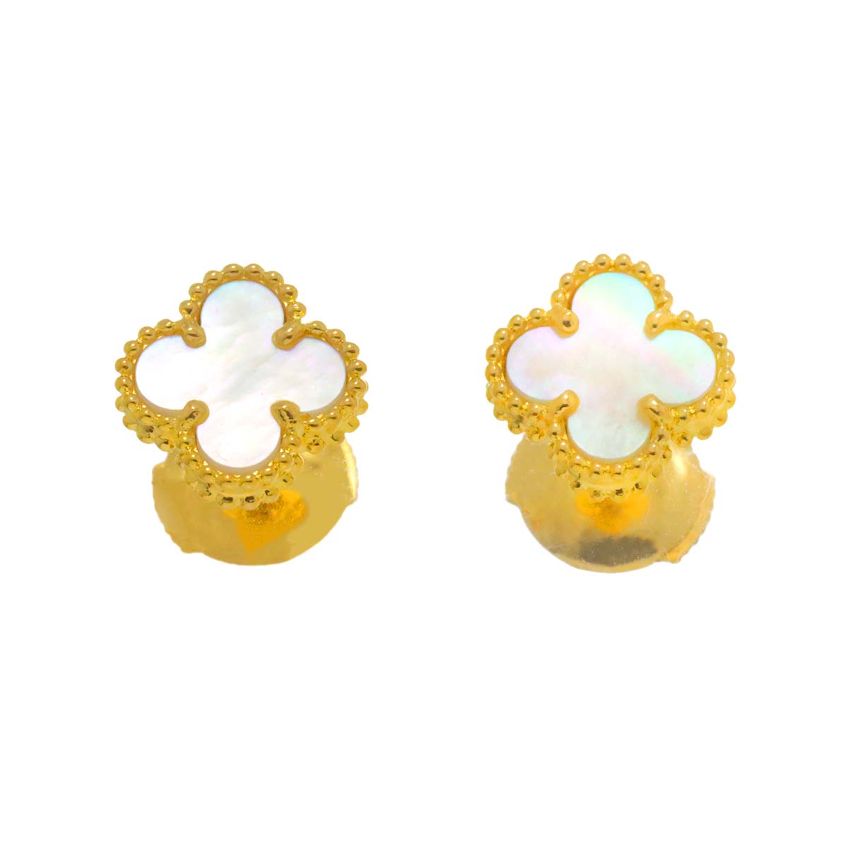 Sweet Alhambra Mother of Pearl Earrings Pierced 18K YG