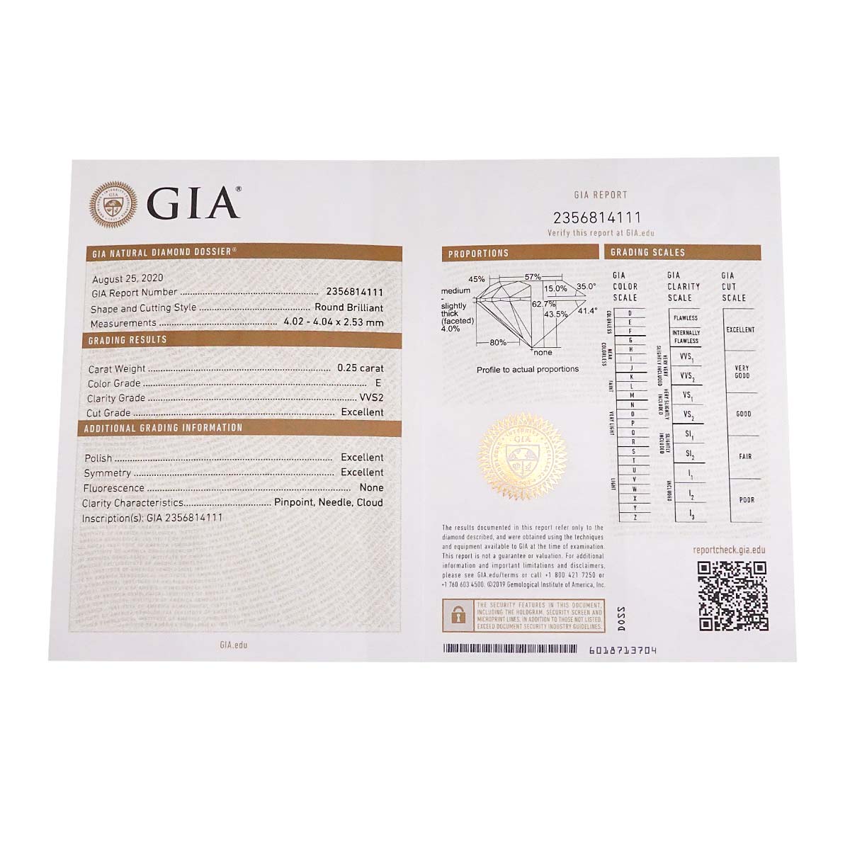 Diamond 0.25ct E/VVS2/3EX Ring Platinum Size45 3.25(US)