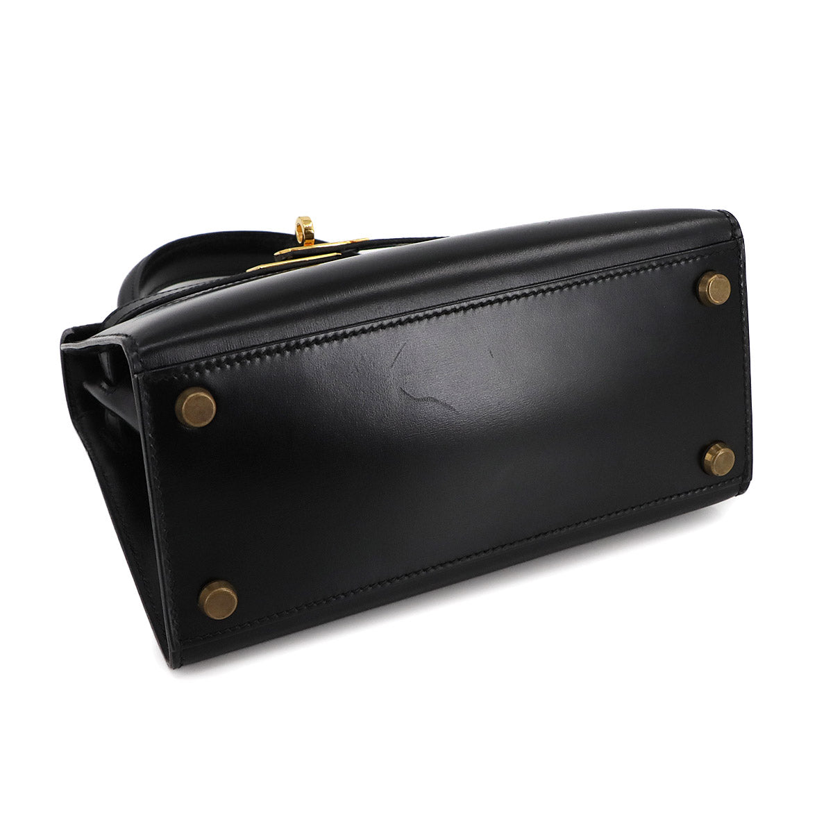 Mini Kelly 20 Hand Shoulder Bag Box Calf Leather Black Purse