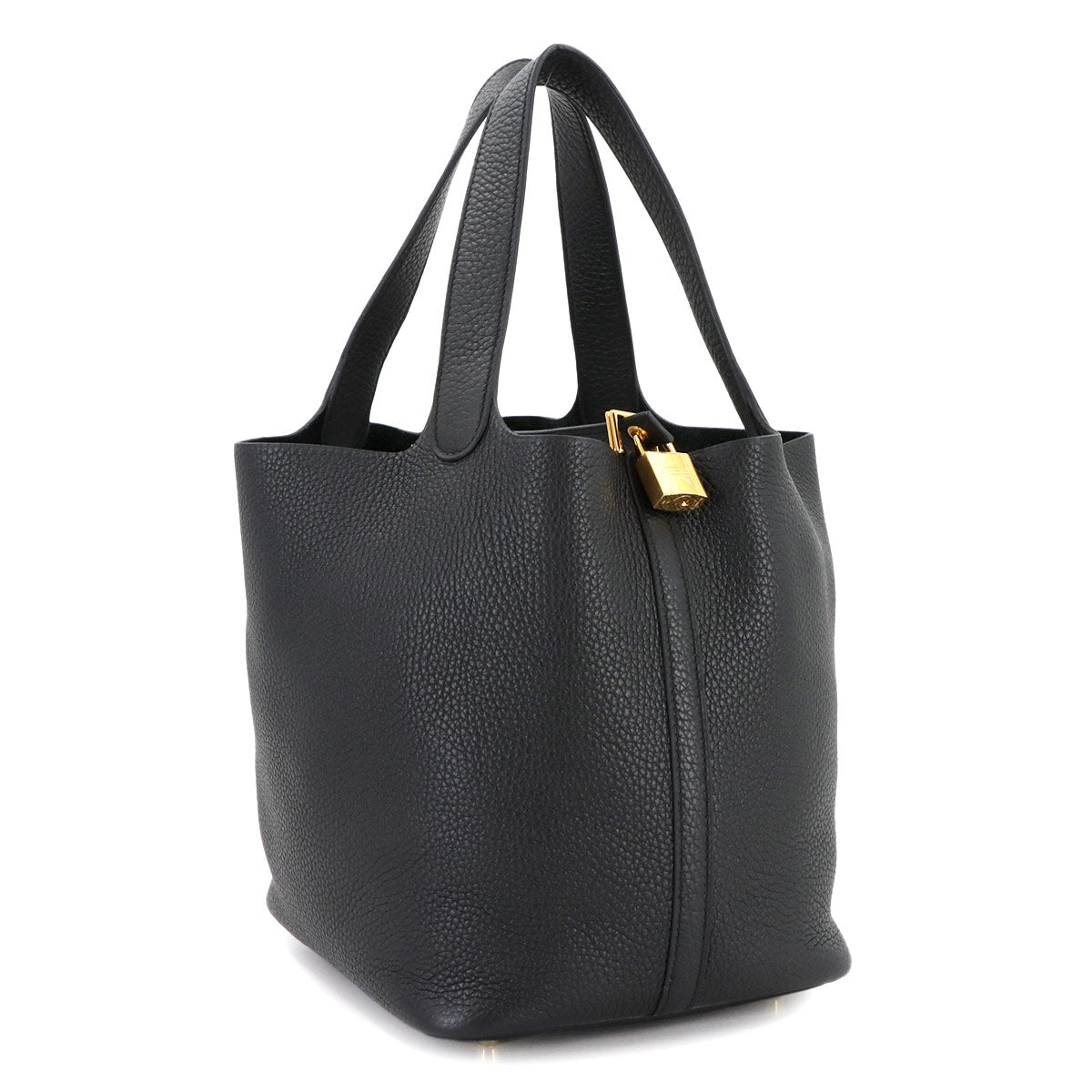 Picotin Lock MM Hand Bag Taurillon Clemence Black Purse