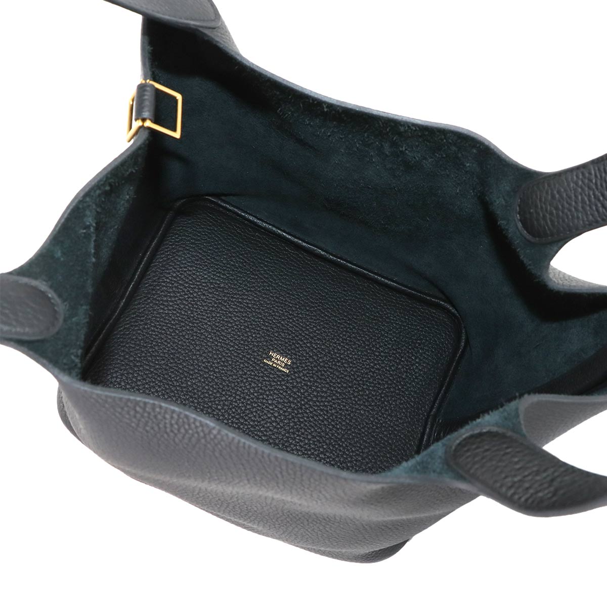 Picotin Lock MM Hand Bag Taurillon Clemence Black Purse