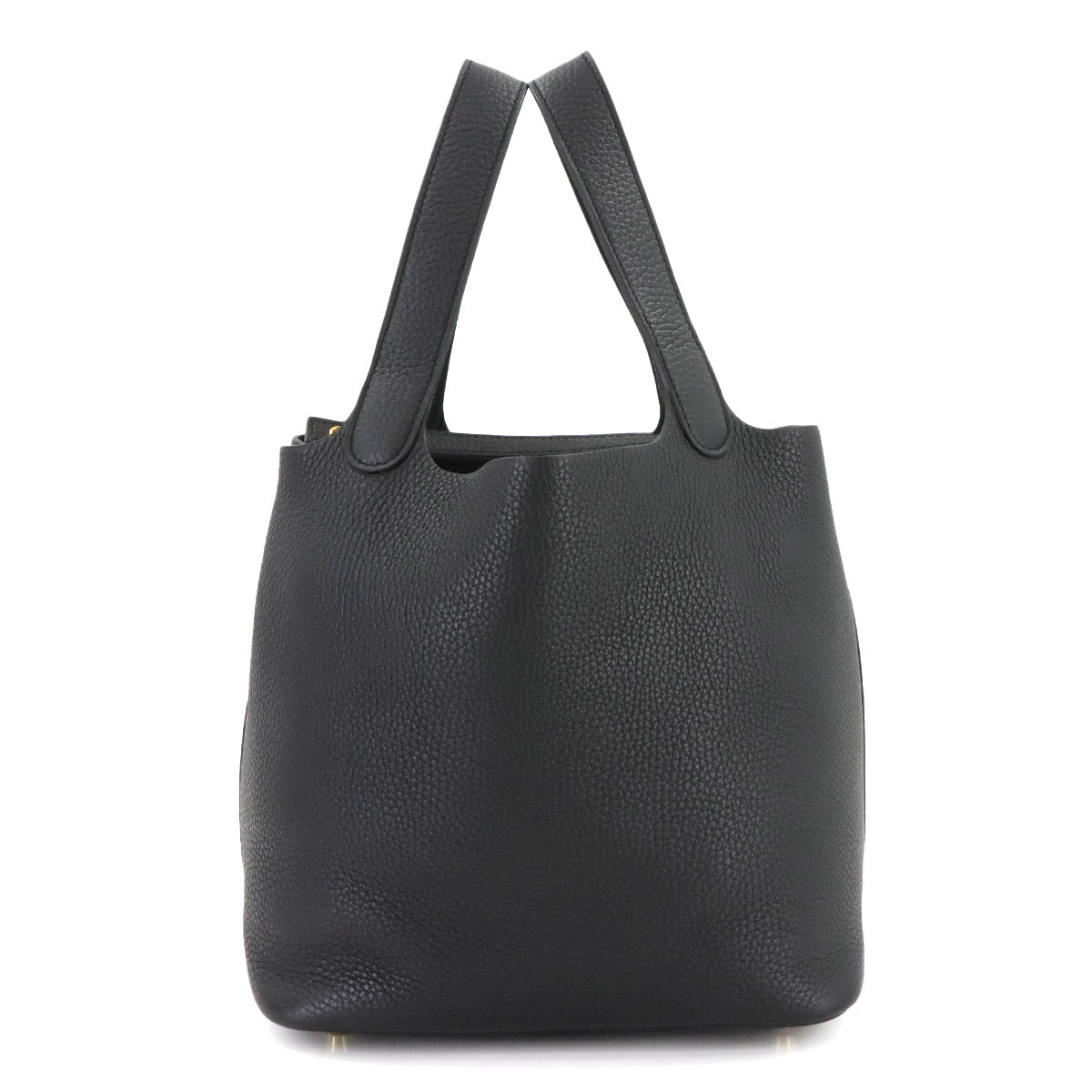 Picotin Lock MM Hand Bag Taurillon Clemence Black Purse