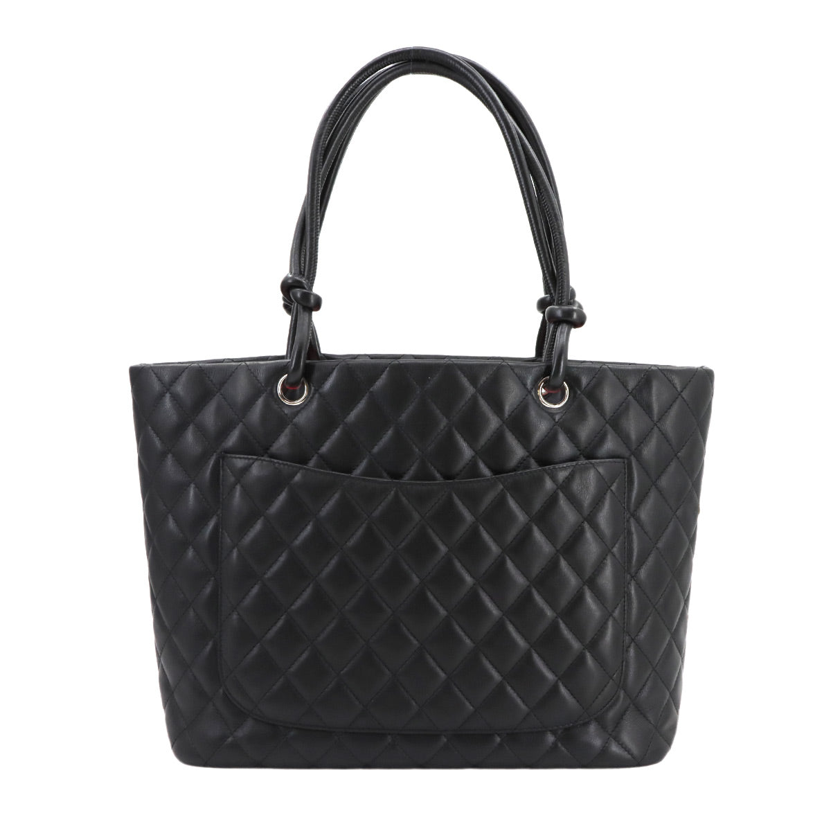 Cambon Line Large Tote Bag Leather Black White A25169 Purse