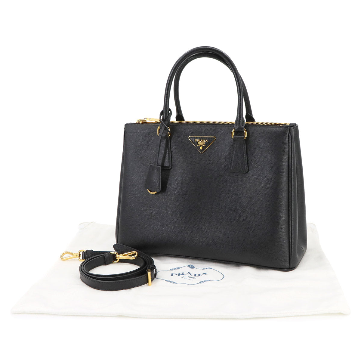 Galleria 2way Tote Shoulder Bag Saffiano Leather Black 1BA274