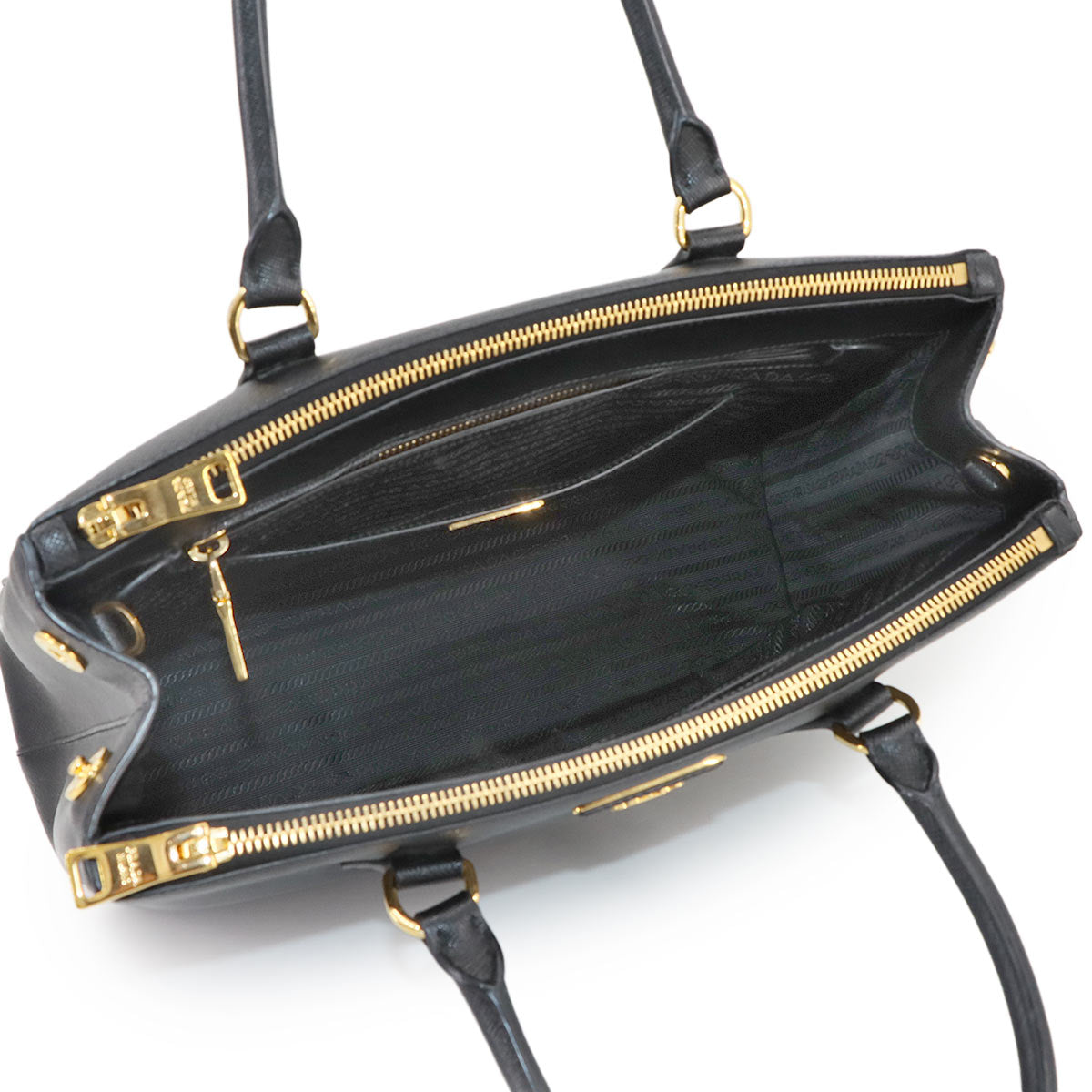 Galleria 2way Tote Shoulder Bag Saffiano Leather Black 1BA274