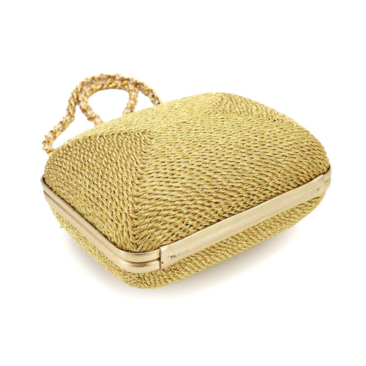 Chain Shoulder Bag Canvs Leather Gold Purse
