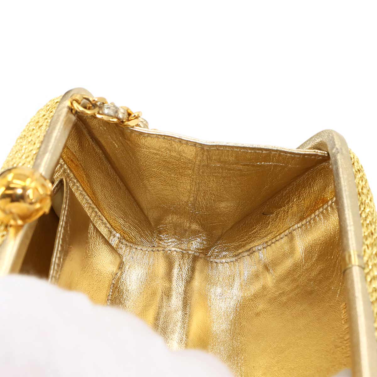 Chain Shoulder Bag Canvs Leather Gold Purse