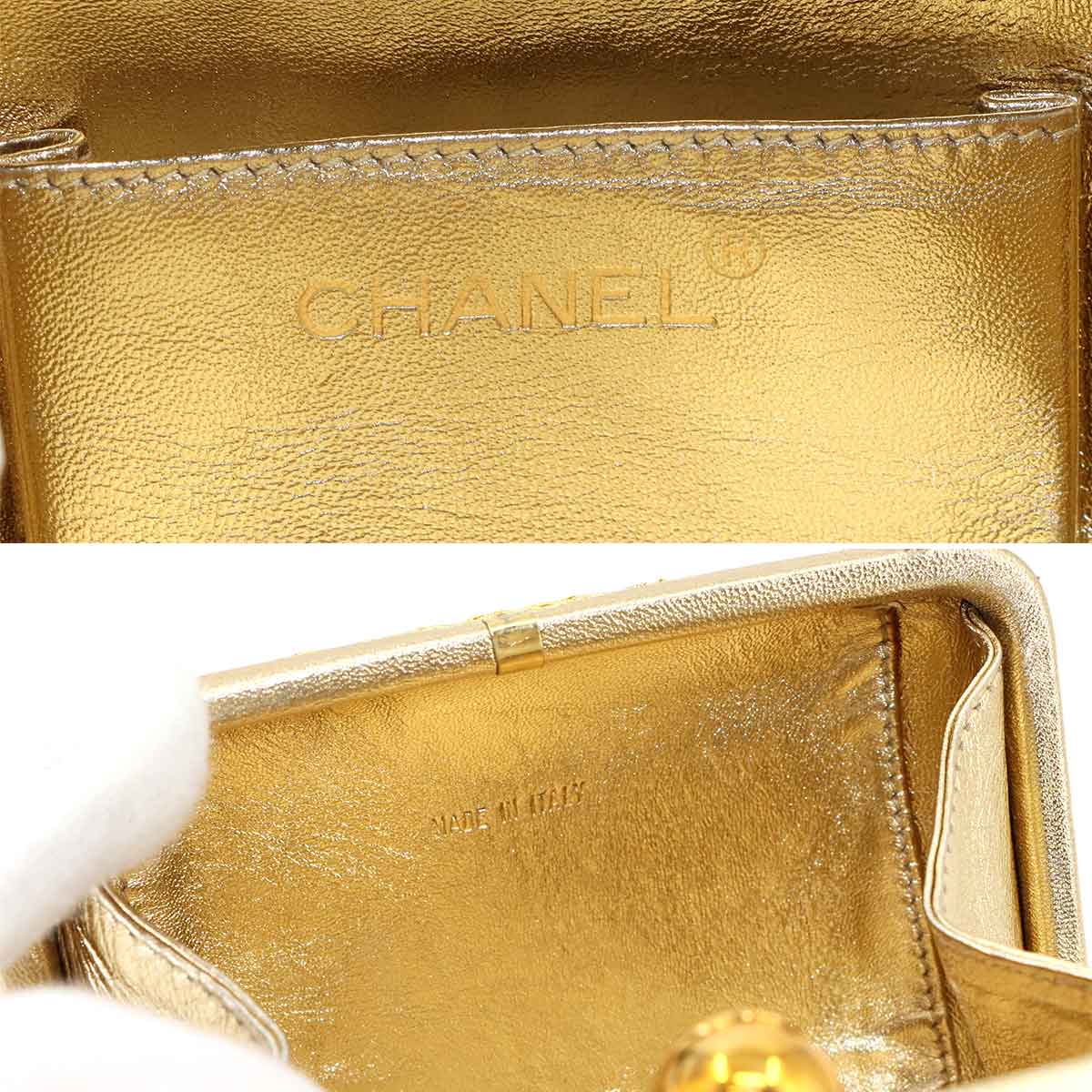 Chain Shoulder Bag Canvs Leather Gold Purse