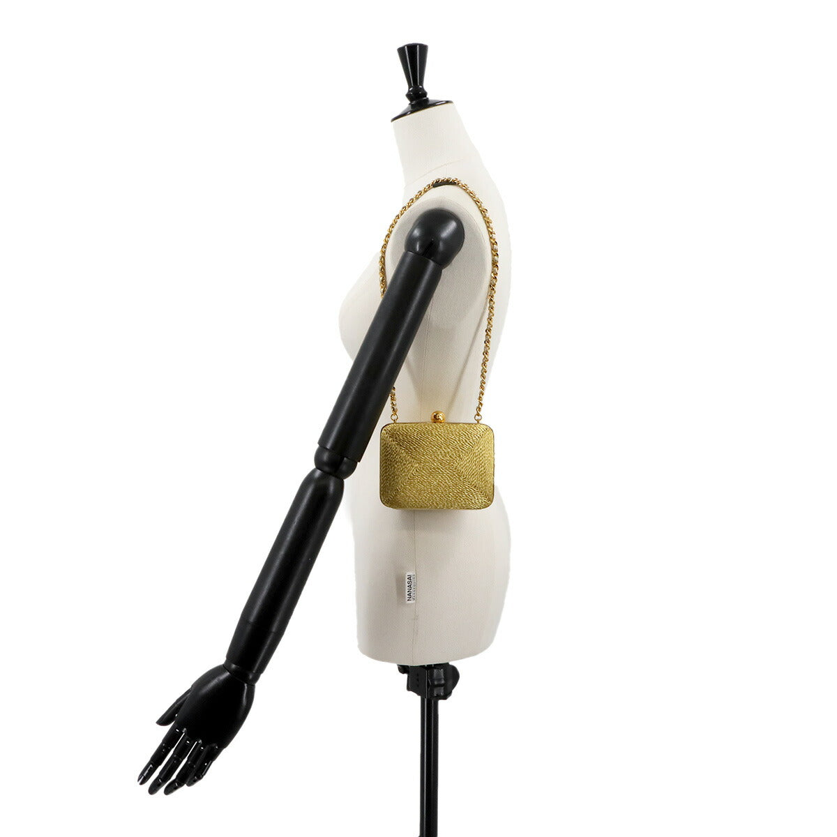 Chain Shoulder Bag Canvs Leather Gold Purse