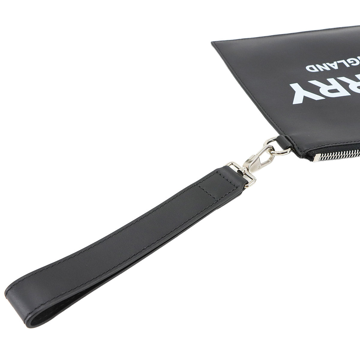 Logos Printed Clutch Bag Leather Black White 8009214