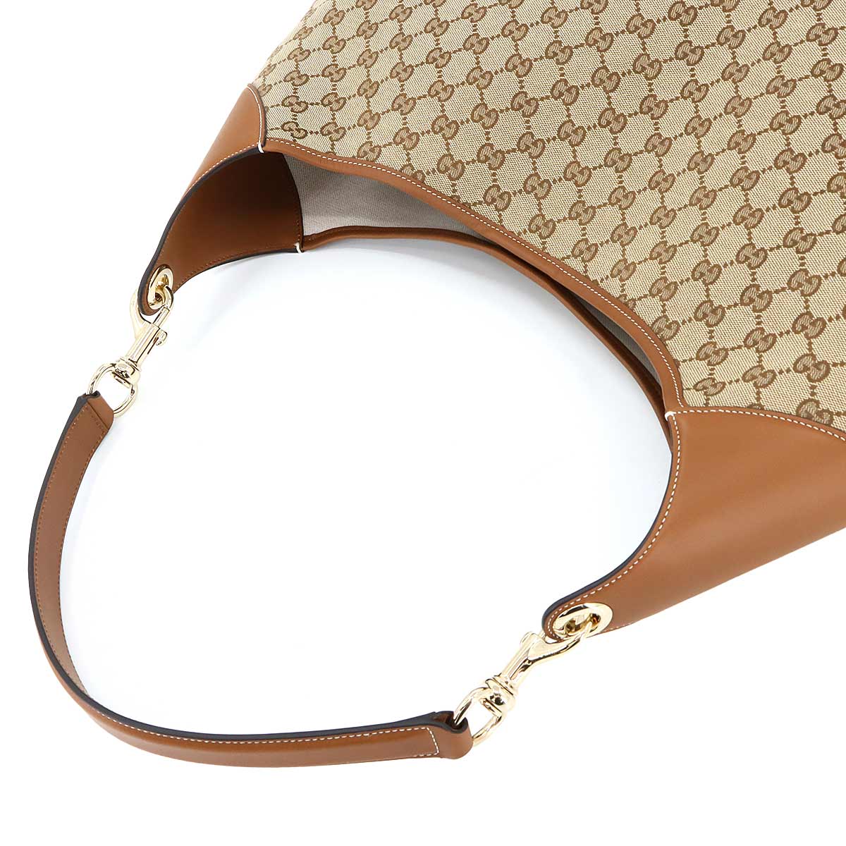 GG Canvas Shoulder Bag Leather Beige Brown 815923 Purse
