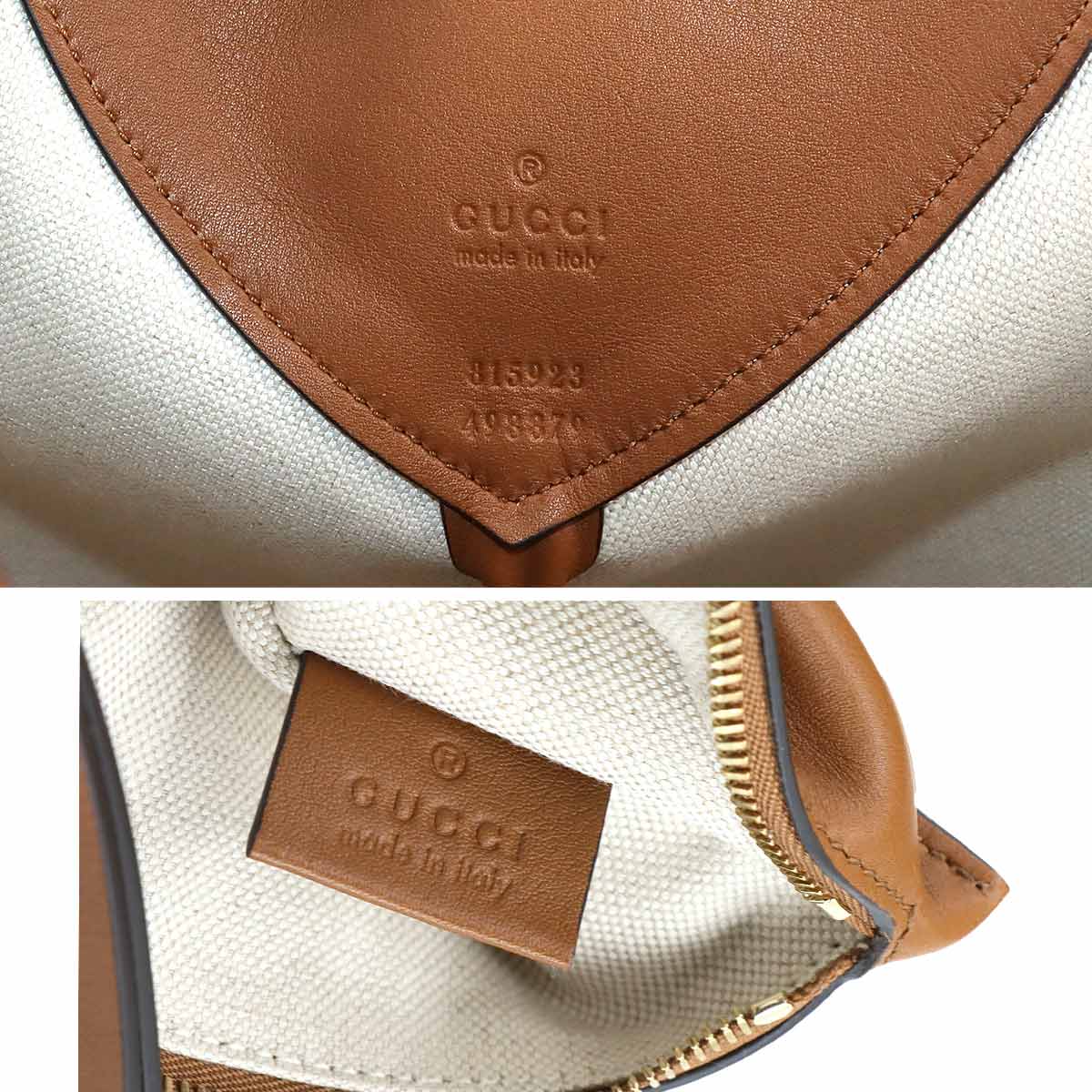 GG Canvas Shoulder Bag Leather Beige Brown 815923 Purse