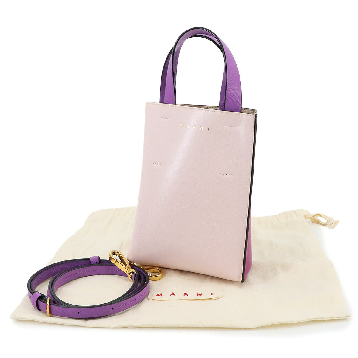 Museo Nano Tote Shoulder Bag Leather Purple Pink Purse