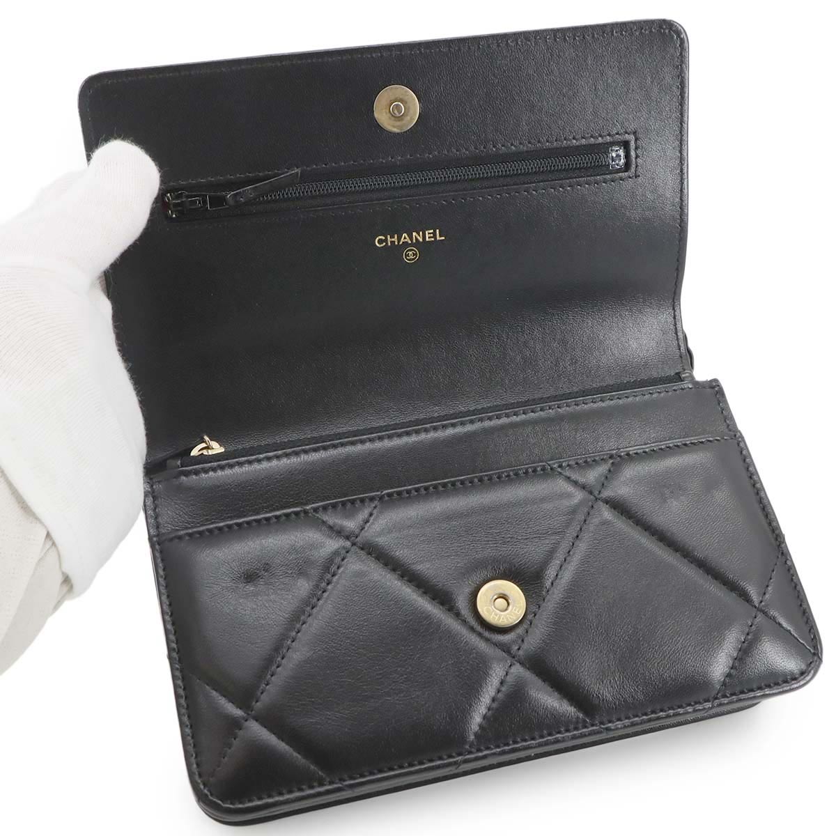 CHANEL 19 Chain Wallet Leather Black AP0957 Purse