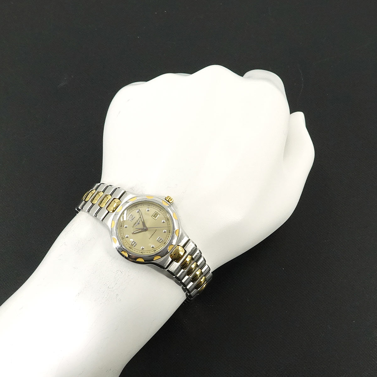 Conquest L1 505 3 Quartz Date Champagne Gold Dial