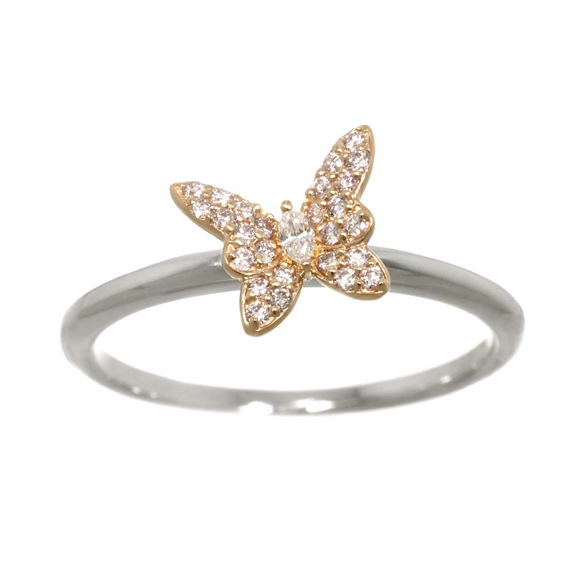 Diamond 0.15ct Ring 18K K18 WG PG White Pink Gold size9(US)