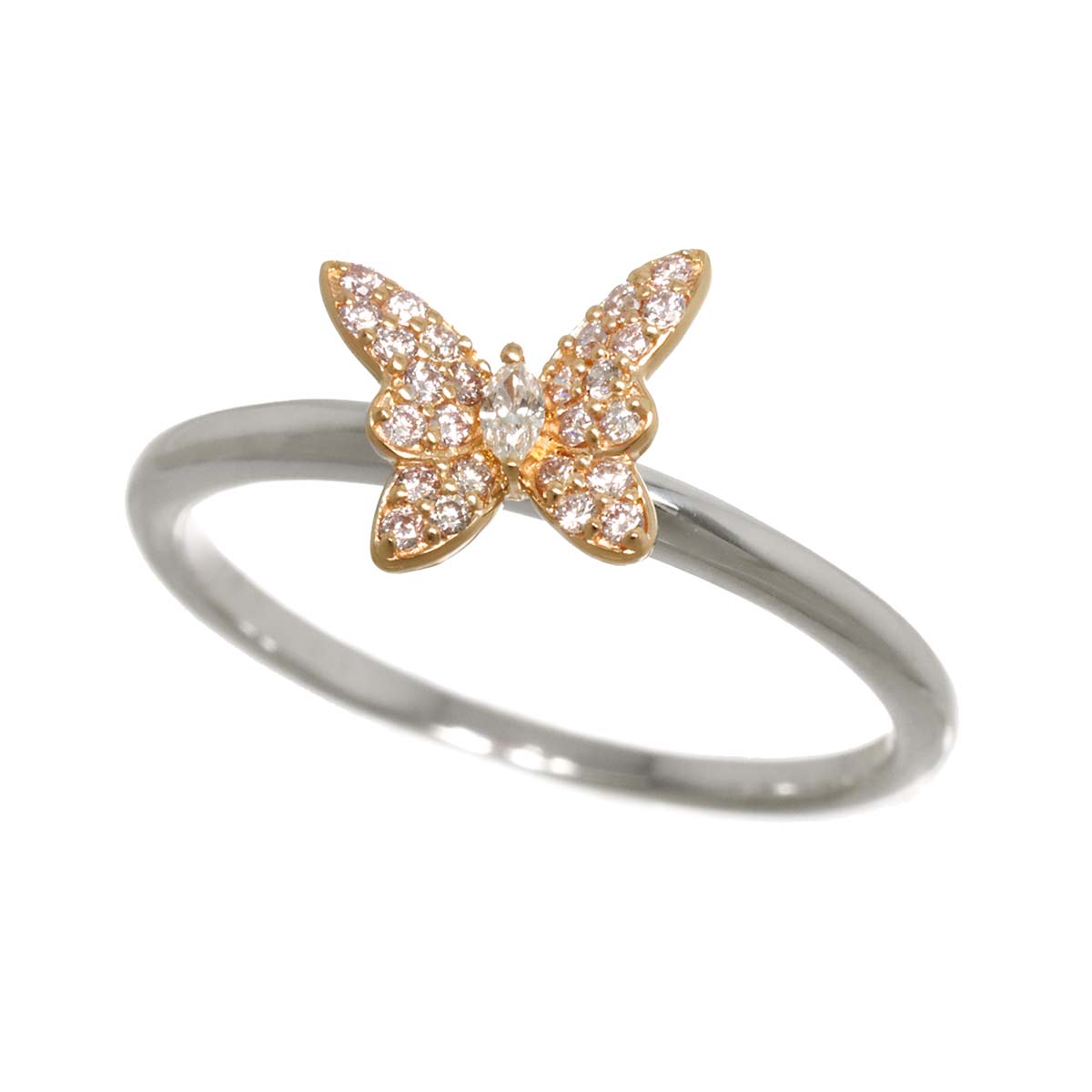 Diamond 0.15ct Ring 18K K18 WG PG White Pink Gold size9(US)