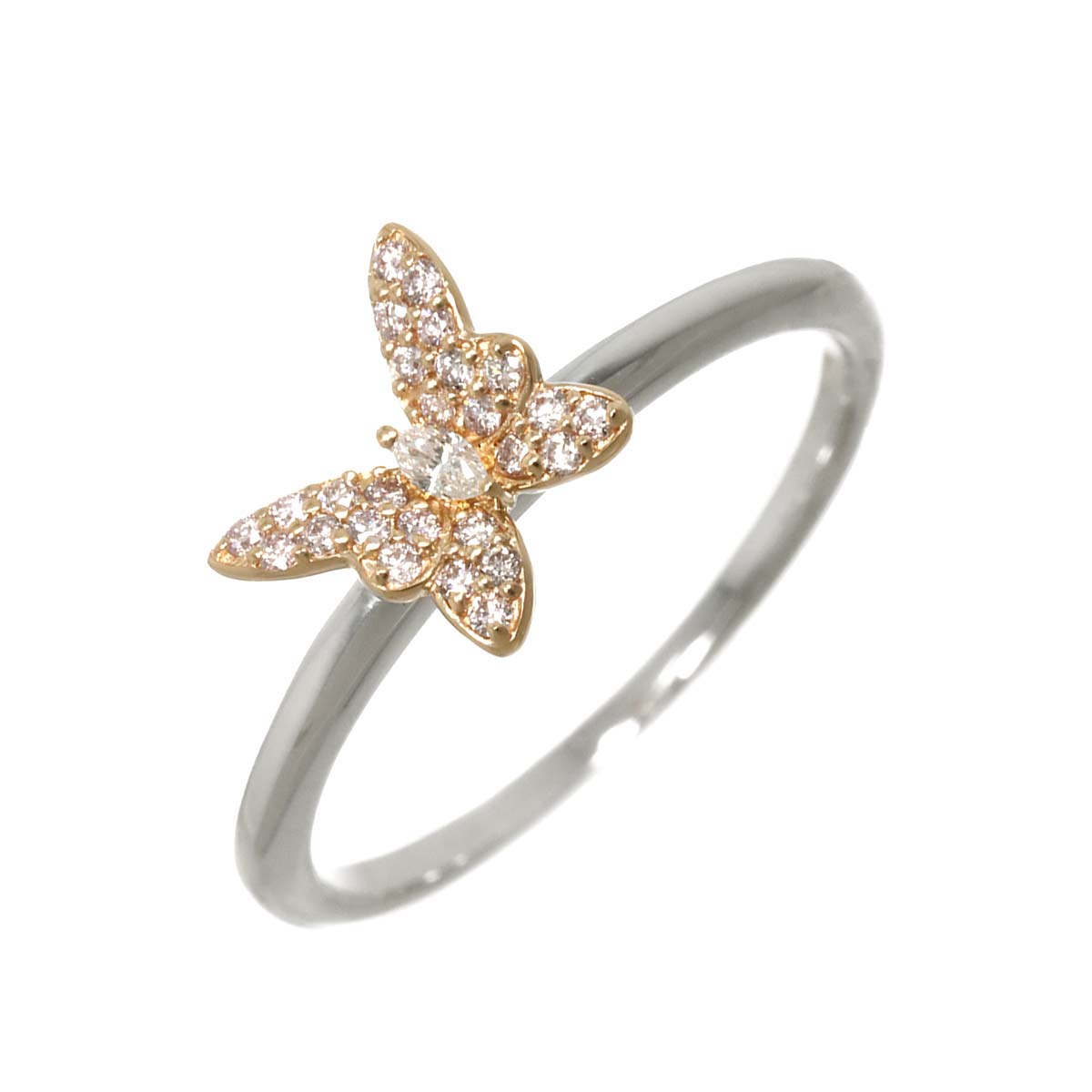 Diamond 0.15ct Ring 18K K18 WG PG White Pink Gold size9(US)