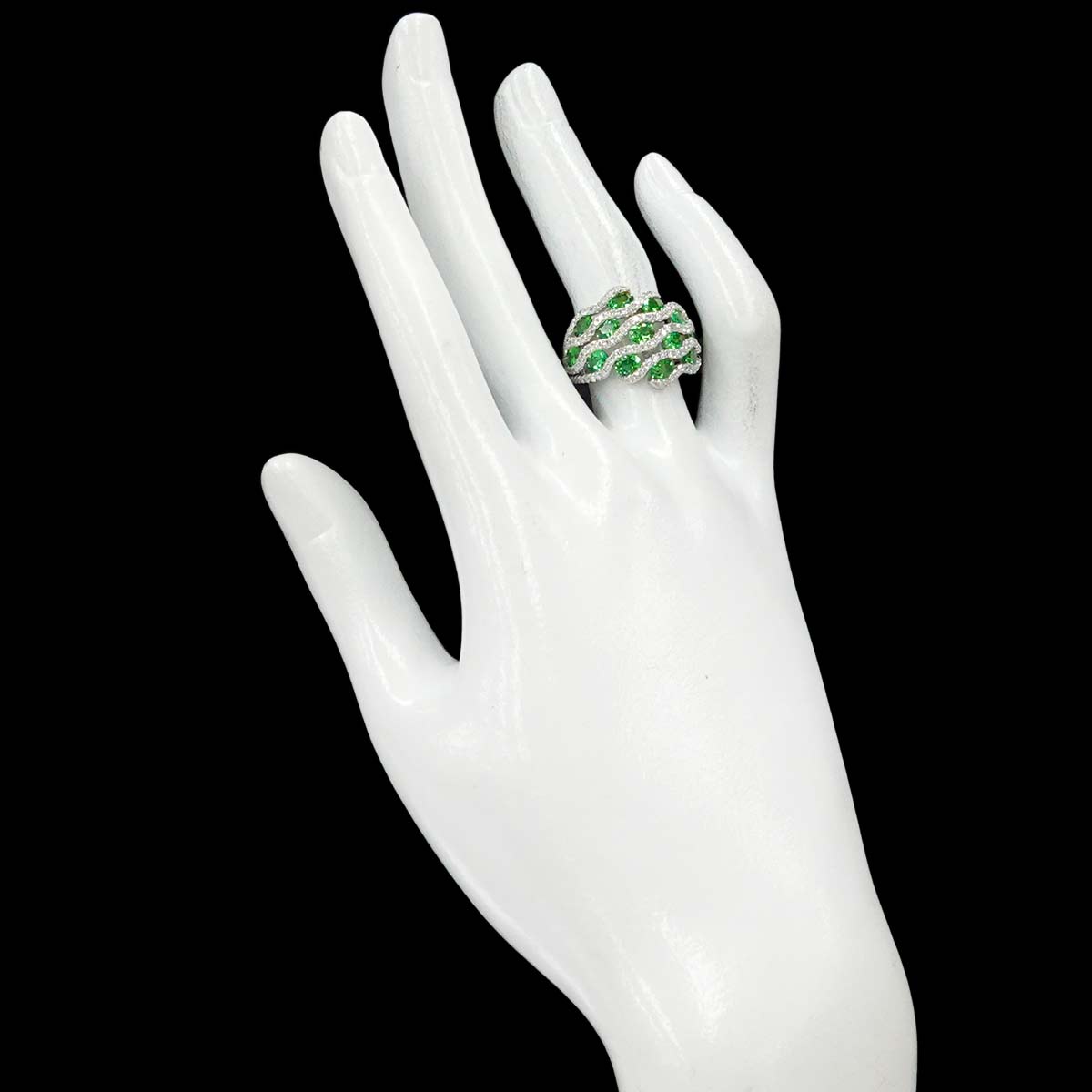 Garnet 2.57ct Diamond 0.81ct Ring 18K K18 WG White Gold size6-6.25(US)