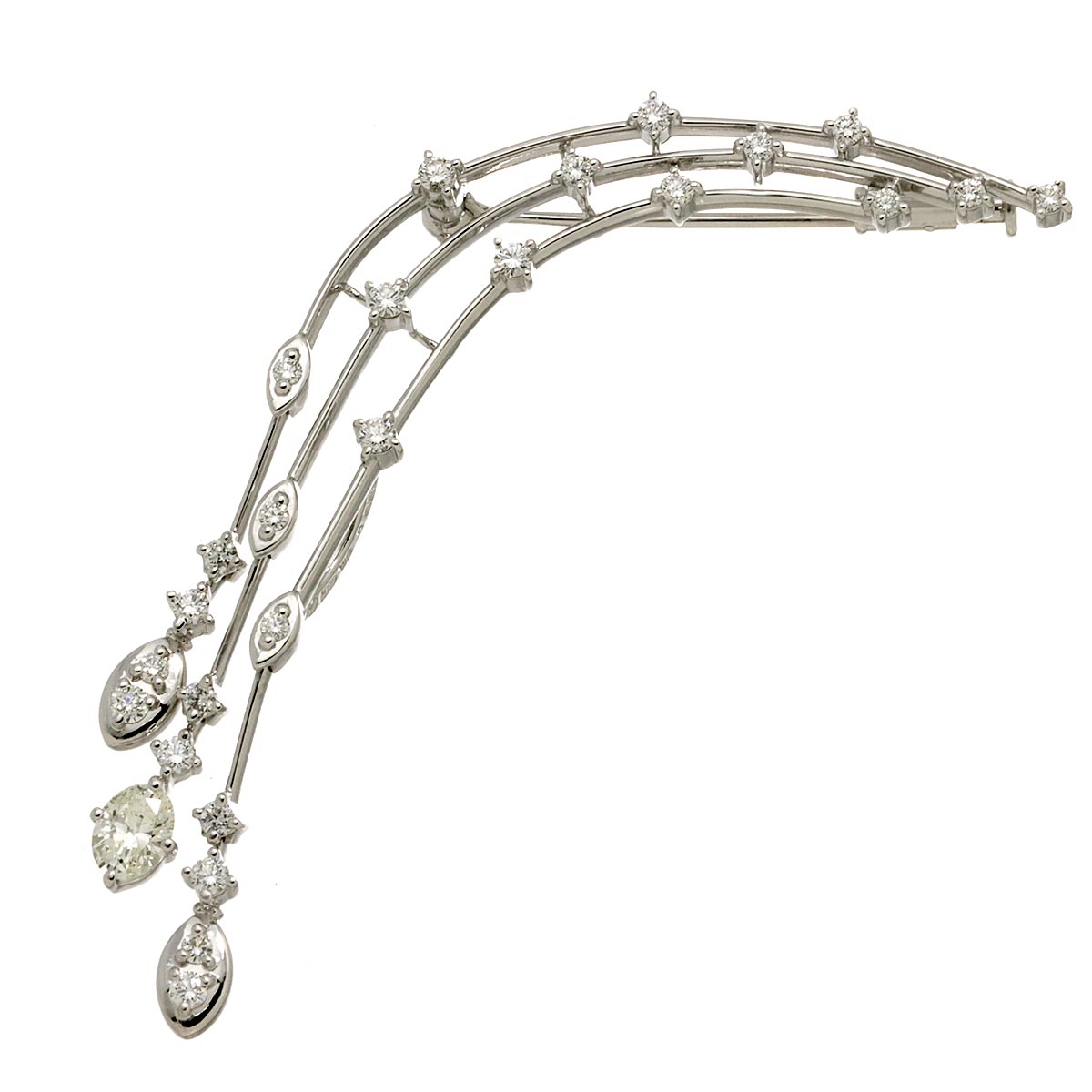 TASAKI Diamond 0.58ct/0.354ct Brooch 18K WG 750