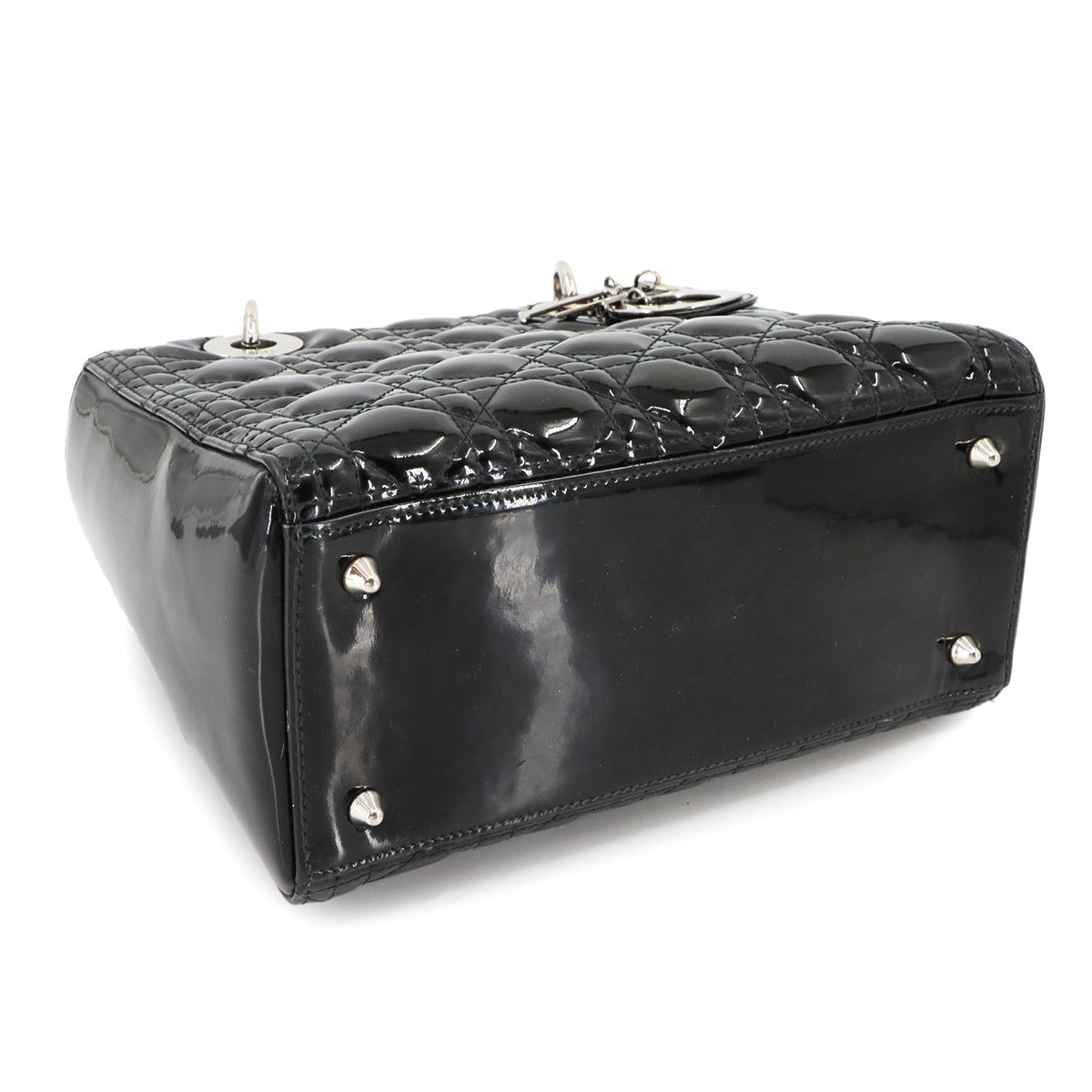 Lady Dior Medium Hand Shoulder Bag Enamel Black