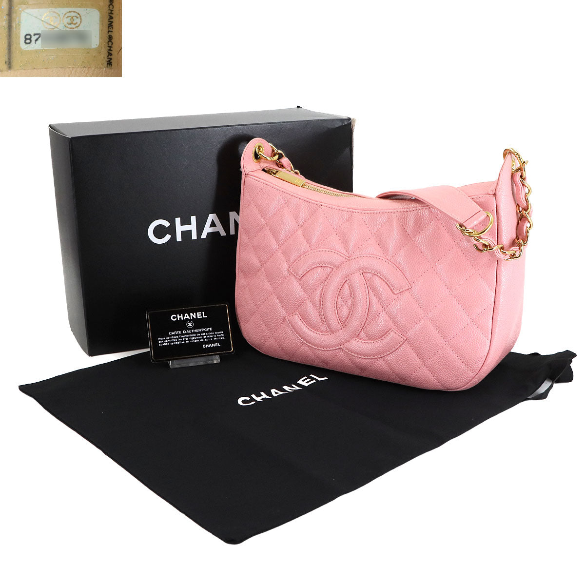 Matelasse Chain Shoulder Bag Leather Pink A20993